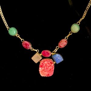 Gemstone Necklace Crystal Quartz Lapis Lazuli Costume Medieval Renaissance Faire